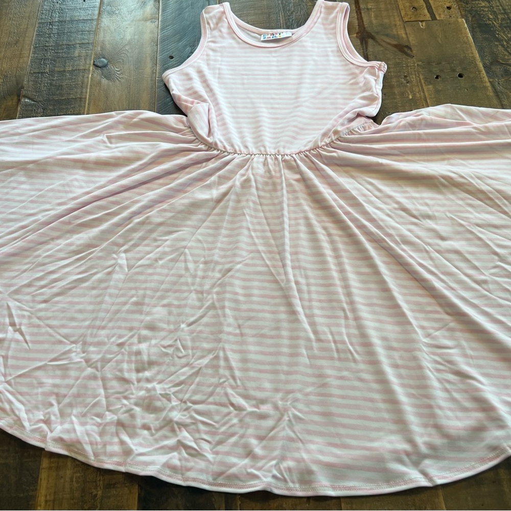 Dot Dot Smile size 7 or 8/10 girls pink striped tank twirl dress new